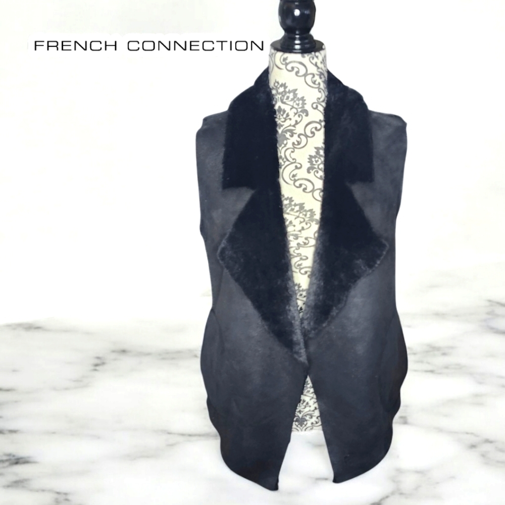 FRENCH CONNECTION Black Open Front Vest- XSmall